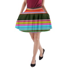 Horizontal Line Colorful A-Line Pocket Skirt