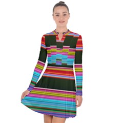 Horizontal Line Colorful Long Sleeve Panel Dress