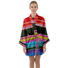 Horizontal Line Colorful Long Sleeve Satin Kimono