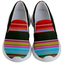 Horizontal Line Colorful Kids Lightweight Slip Ons