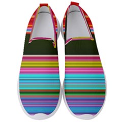 Horizontal Line Colorful Men s Slip On Sneakers by Grandong