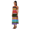 Horizontal Line Colorful Sleeveless Cross Front Cocktail Midi Chiffon Dress View2