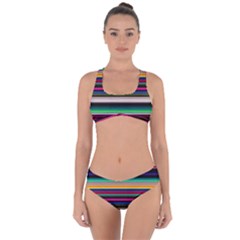 Horizontal Lines Colorful Criss Cross Bikini Set by Grandong