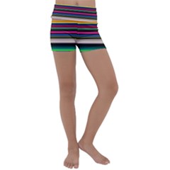 Horizontal Lines Colorful Kids  Lightweight Velour Yoga Shorts