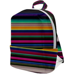 Horizontal Lines Colorful Zip Up Backpack by Grandong