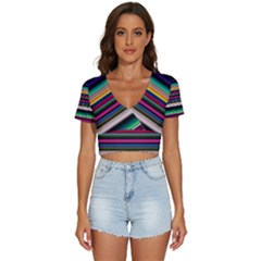 Horizontal Lines Colorful V-neck Crop Top by Grandong