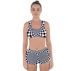 Geomtric Pattern Illusion Shapes Racerback Boyleg Bikini Set by Grandong