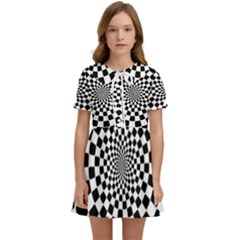 Geomtric Pattern Illusion Shapes Kids  Sweet Collar Dress by Grandong