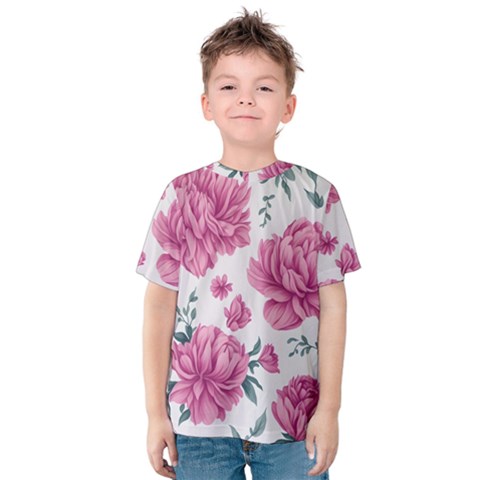 Pattern Flowers Texture Design Kids  Cotton Tee by Grandong