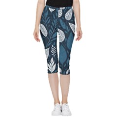 Pattern Flower Texture Inside Out Lightweight Velour Capri Leggings 