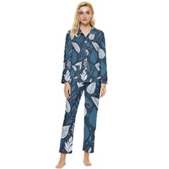 Pattern Flower Texture Womens  Long Sleeve Velvet Pocket Pajamas Set