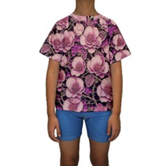 Plum Blossom Blossom Kids  Short Sleeve Swimwear by Grandong