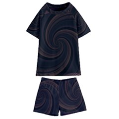 Wave Curves Abstract Art Backdrop Kids  Swim Tee And Shorts Set by Grandong