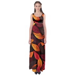 Leaves Autumn Empire Waist Maxi Dress by Grandong