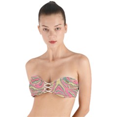 Pattern Glitter Pastel Layer Twist Bandeau Bikini Top by Grandong