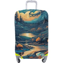 Forest River Night Evening Moon Luggage Cover (large) by pakminggu