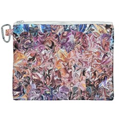 Abstract Waves Canvas Cosmetic Bag (xxl) by kaleidomarblingart