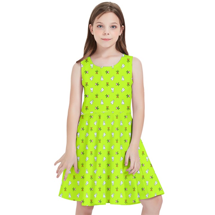 Bunnies and veggies CUSTOM COLOR Kids  Skater Dress