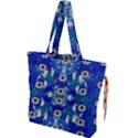 Oilpainting Blue Flowers In The Peaceful Night Drawstring Tote Bag View1