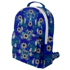 Oilpainting Blue Flowers In The Peaceful Night Flap Pocket Backpack (small) by pepitasart