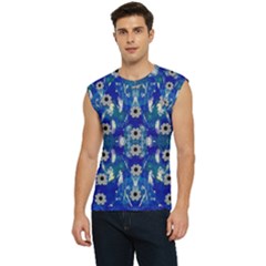 Oilpainting Blue Flowers In The Peaceful Night Men s Raglan Cap Sleeve Tee