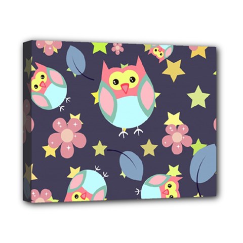 Owl-stars-pattern-background Canvas 10  X 8  (stretched) by pakminggu