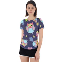 Owl-stars-pattern-background Back Cut Out Sport Tee by pakminggu