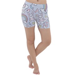 Seamless-pattern-with-cute-rabbit-character Lightweight Velour Yoga Shorts by pakminggu