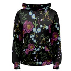 Embroidery-trend-floral-pattern-small-branches-herb-rose Women s Pullover Hoodie by pakminggu