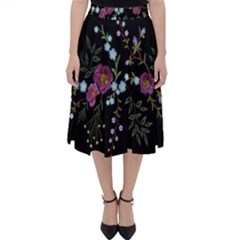 Embroidery-trend-floral-pattern-small-branches-herb-rose Classic Midi Skirt by pakminggu