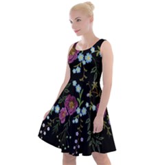 Embroidery-trend-floral-pattern-small-branches-herb-rose Knee Length Skater Dress by pakminggu