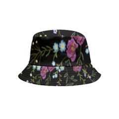 Embroidery-trend-floral-pattern-small-branches-herb-rose Inside Out Bucket Hat (kids) by pakminggu