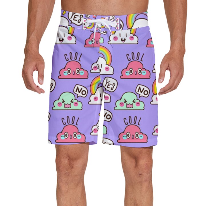 Cloud-seamless-pattern -- Men s Beach Shorts