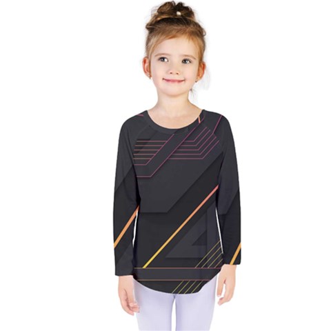 Gradient-geometric-shapes-dark-background Kids  Long Sleeve Tee by pakminggu