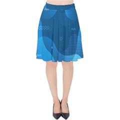 Abstract-classic-blue-background Velvet High Waist Skirt