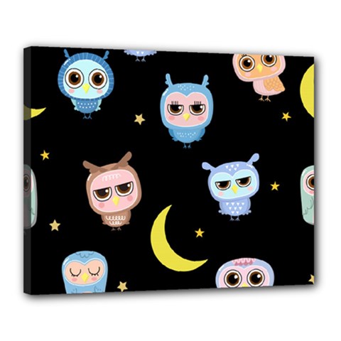 Cute-owl-doodles-with-moon-star-seamless-pattern Canvas 20  X 16  (stretched) by pakminggu