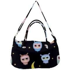 Cute-owl-doodles-with-moon-star-seamless-pattern Removable Strap Handbag