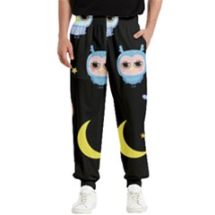 Cute-owl-doodles-with-moon-star-seamless-pattern Men s Elastic Waist Pants