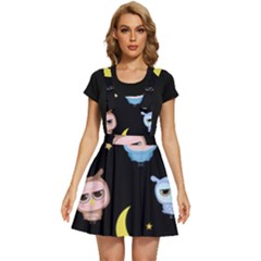 Cute-owl-doodles-with-moon-star-seamless-pattern Apron Dress by pakminggu