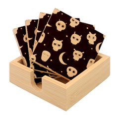 Cute-owl-doodles-with-moon-star-seamless-pattern Bamboo Coaster Set by pakminggu