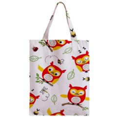 Seamless-pattern-vector-owl-cartoon-with-bugs Zipper Classic Tote Bag by pakminggu