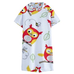 Seamless-pattern-vector-owl-cartoon-with-bugs Kids  Boyleg Half Suit Swimwear by pakminggu