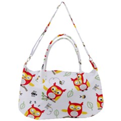Seamless-pattern-vector-owl-cartoon-with-bugs Removable Strap Handbag