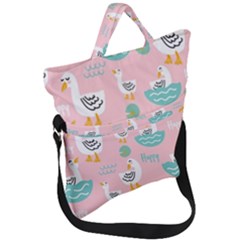 Cute Happy Duck Gift Card Design Seamless Pattern Template Fold Over Handle Tote Bag by pakminggu