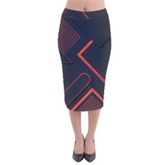 Gradient-geometric-shapes-dark-background-design Velvet Midi Pencil Skirt