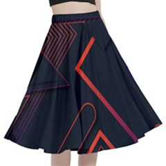Gradient-geometric-shapes-dark-background-design A-line Full Circle Midi Skirt With Pocket