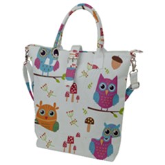 Forest-seamless-pattern-with-cute-owls Buckle Top Tote Bag by pakminggu