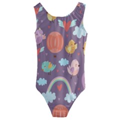 Cute-seamless-pattern-with-doodle-birds-balloons Kids  Cut-out Back One Piece Swimsuit by pakminggu