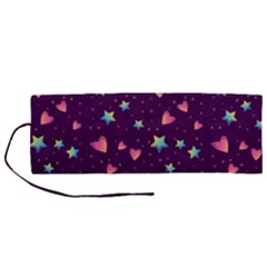 Colorful-stars-hearts-seamless-vector-pattern Roll Up Canvas Pencil Holder (m) by pakminggu