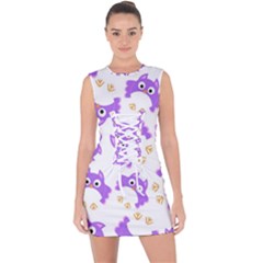 Purple-owl-pattern-background Lace Up Front Bodycon Dress by pakminggu